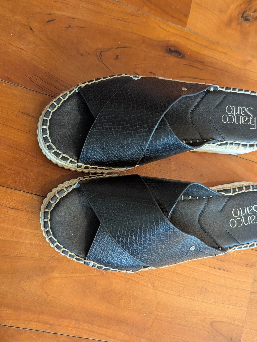 Franco Sarto Black Crisscross Espadrille Slide Sandals